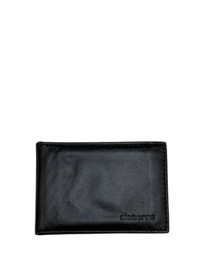 CLAIBORNE - VINTAGE BLACK SOFT LEATHER BIFOLD CARDHOLDER WALLET WITH MONEY CLIP